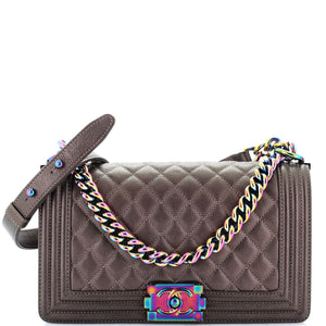 Boy Flap Bag Quilted Iridescent Goatskin Old Medium