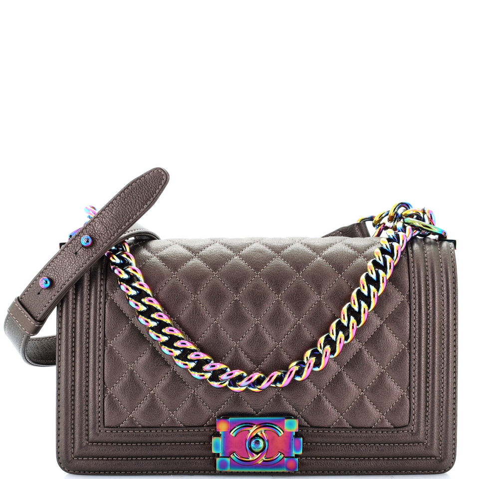Boy Flap Bag Quilted Iridescent Goatskin Old Medium
