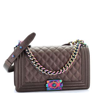 Boy Flap Bag Quilted Iridescent Goatskin Old Medium