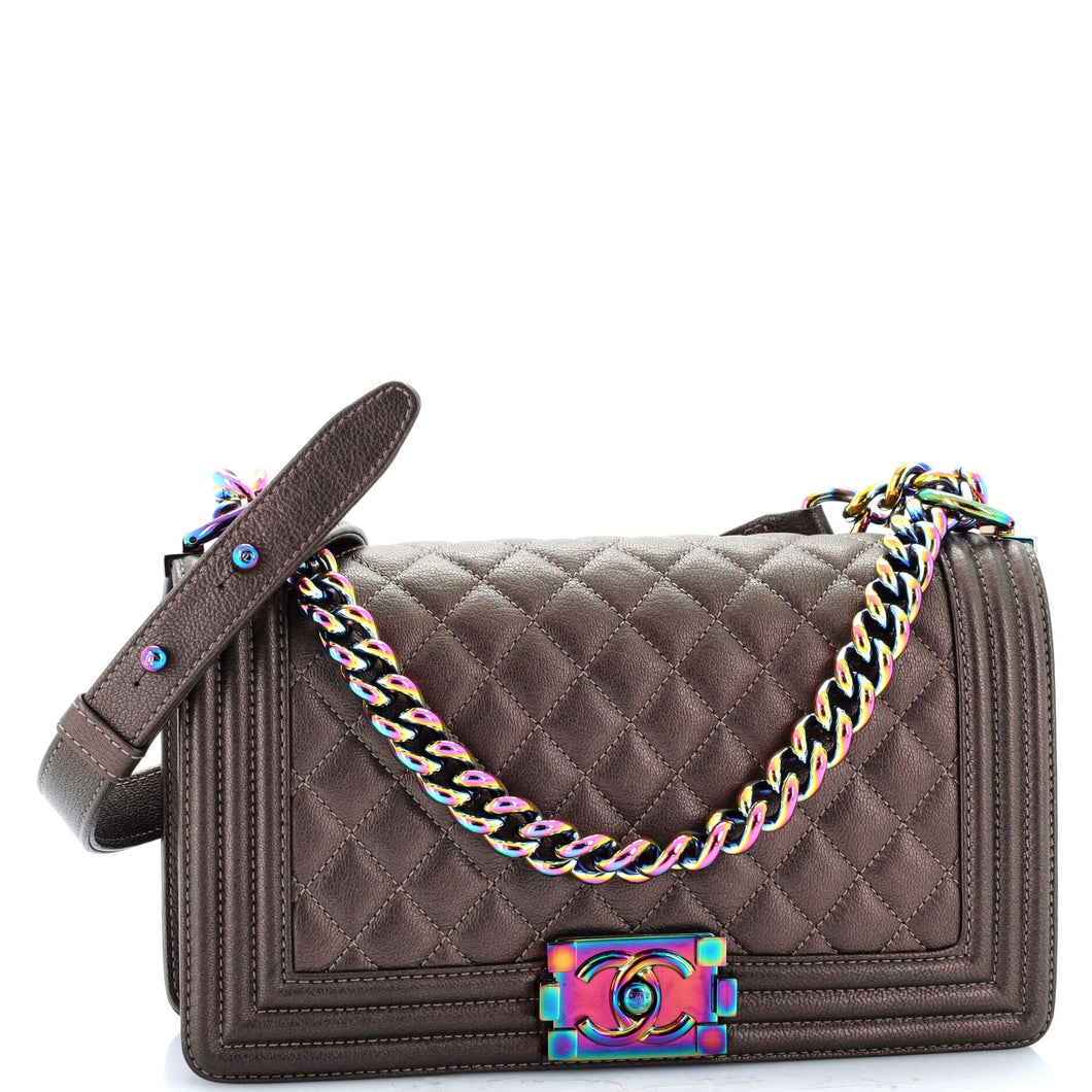Boy Flap Bag Quilted Iridescent Goatskin Old Medium