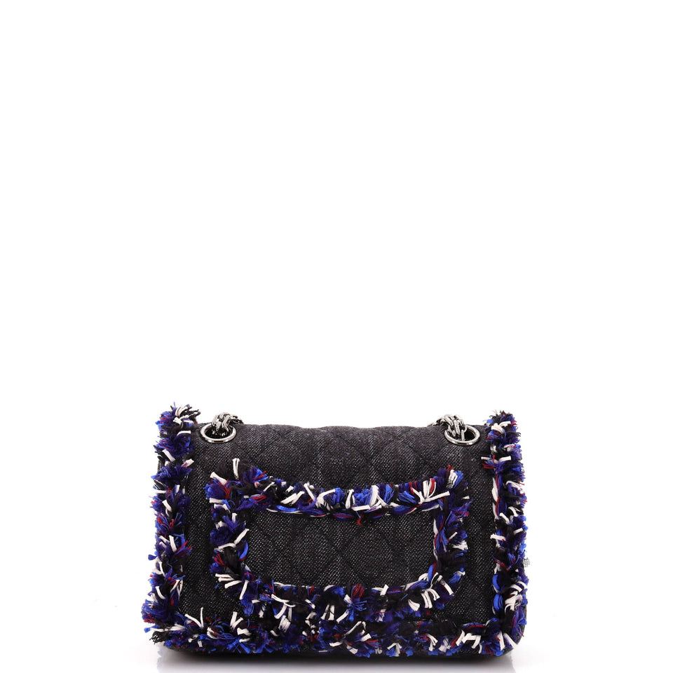 Reissue 2.55 Flap Bag Quilted Denim with Tweed Fringe 224