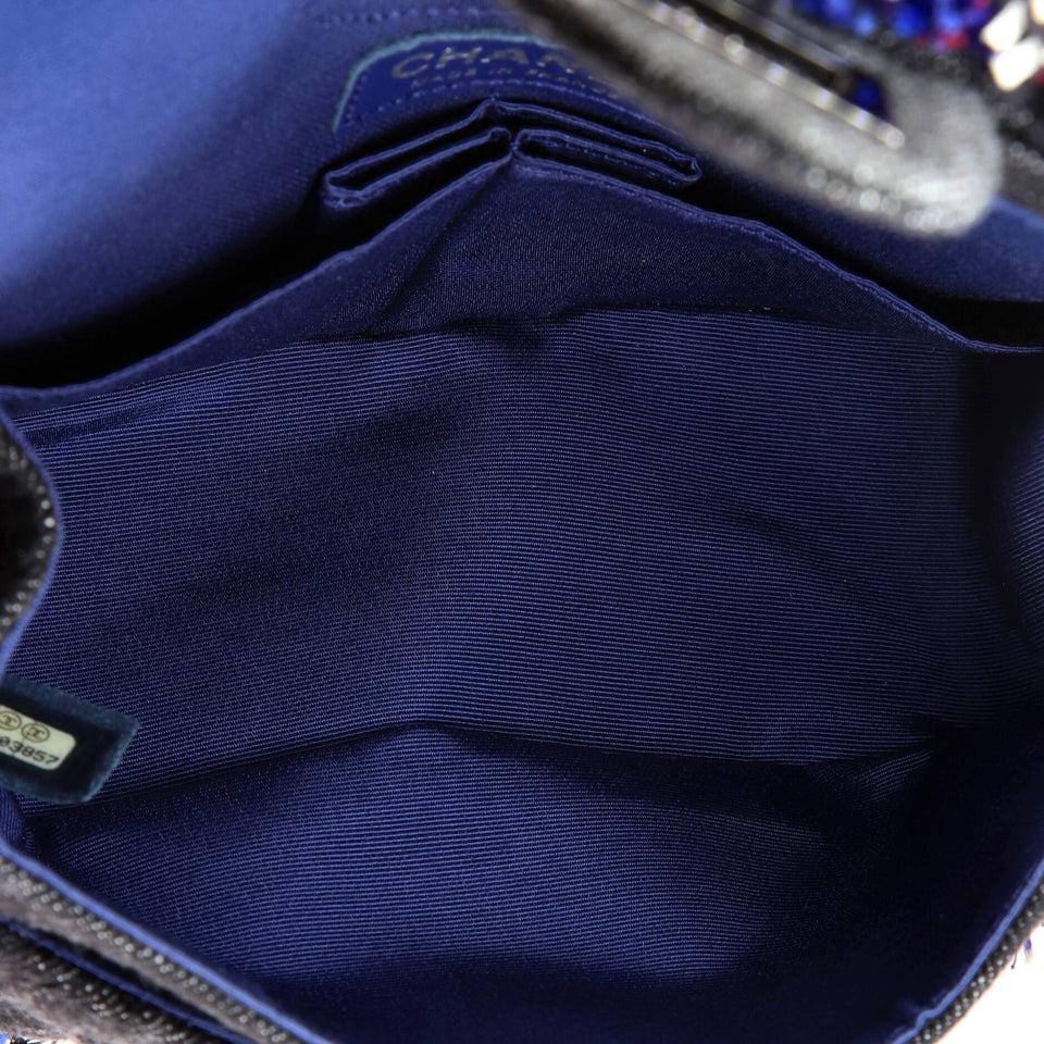 Reissue 2.55 Flap Bag Quilted Denim with Tweed Fringe 224