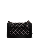 Boy Flap Bag Stitched Quilted Velvet Old Medium