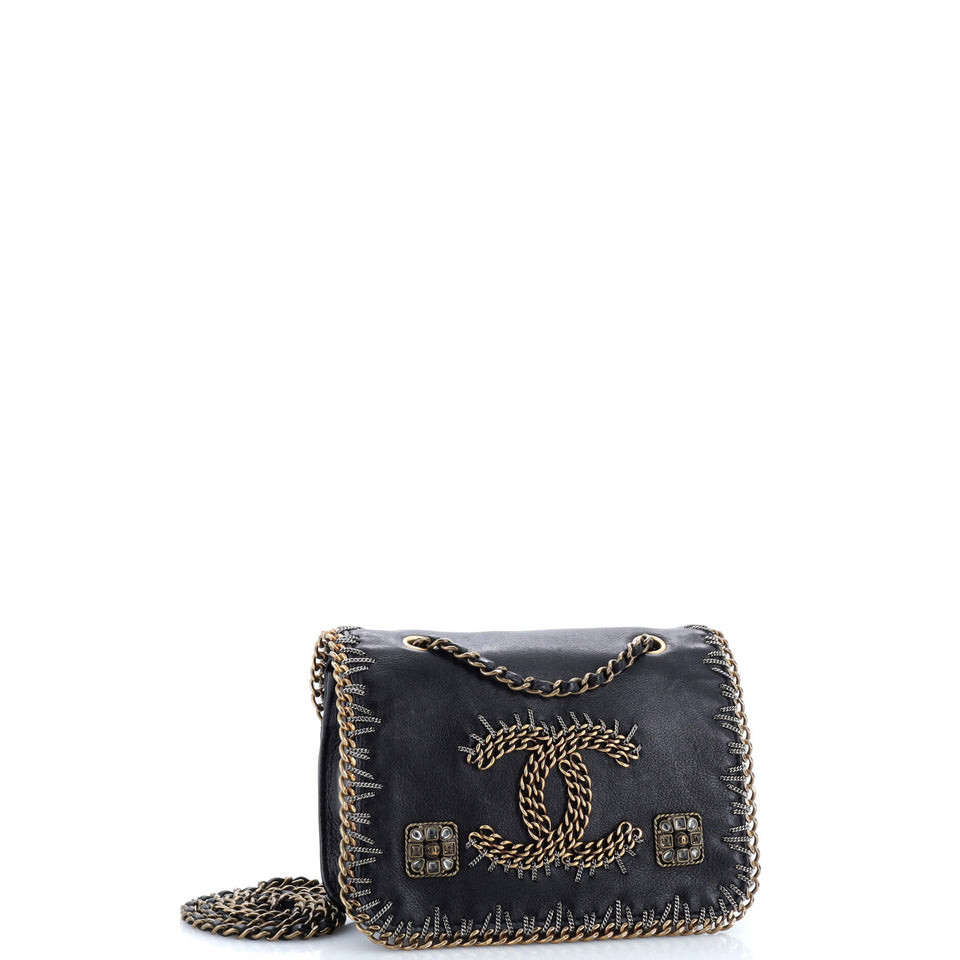 Paris-Byzance CC Flap Bag Embroidered Leather Mini