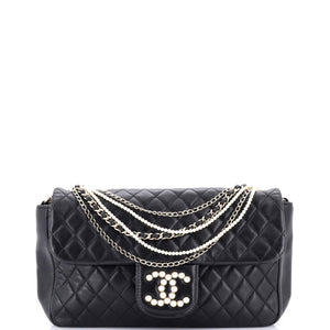 Westminster Pearl Chain Flap Bag Quilted Lambskin Medium