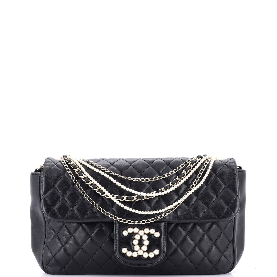 Westminster Pearl Chain Flap Bag Quilted Lambskin Medium