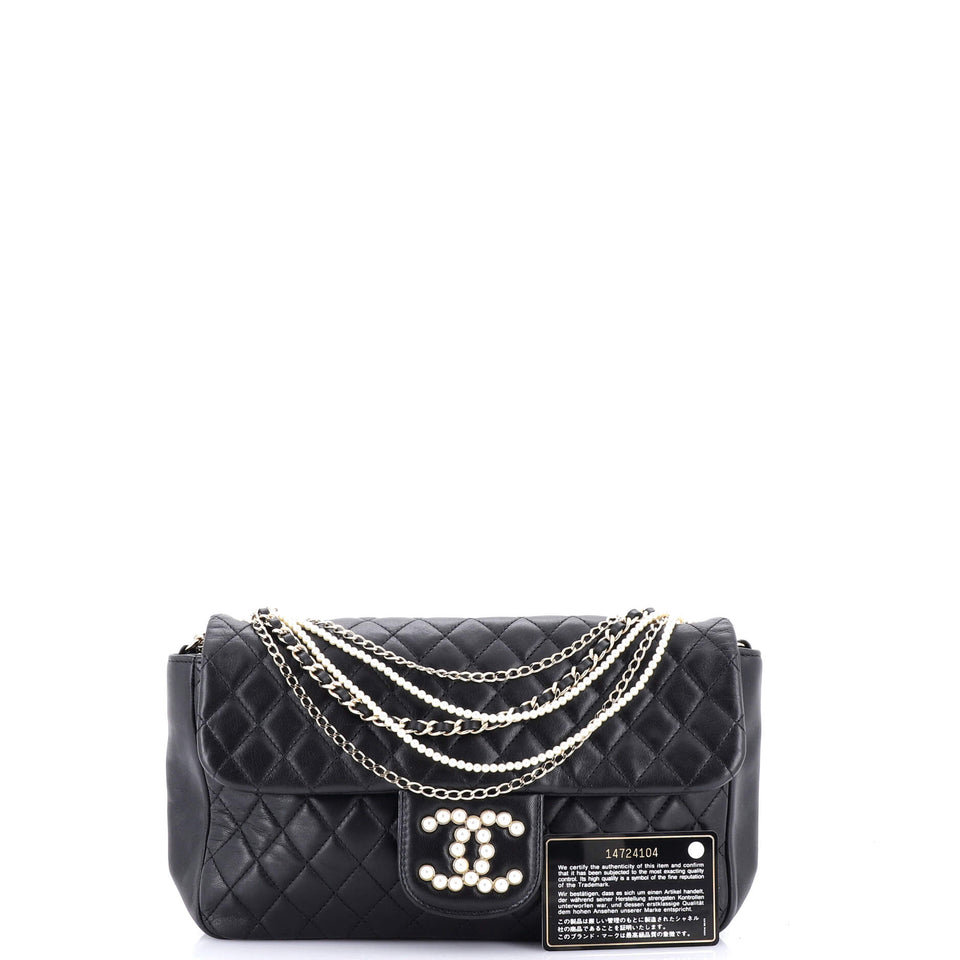 Westminster Pearl Chain Flap Bag Quilted Lambskin Medium