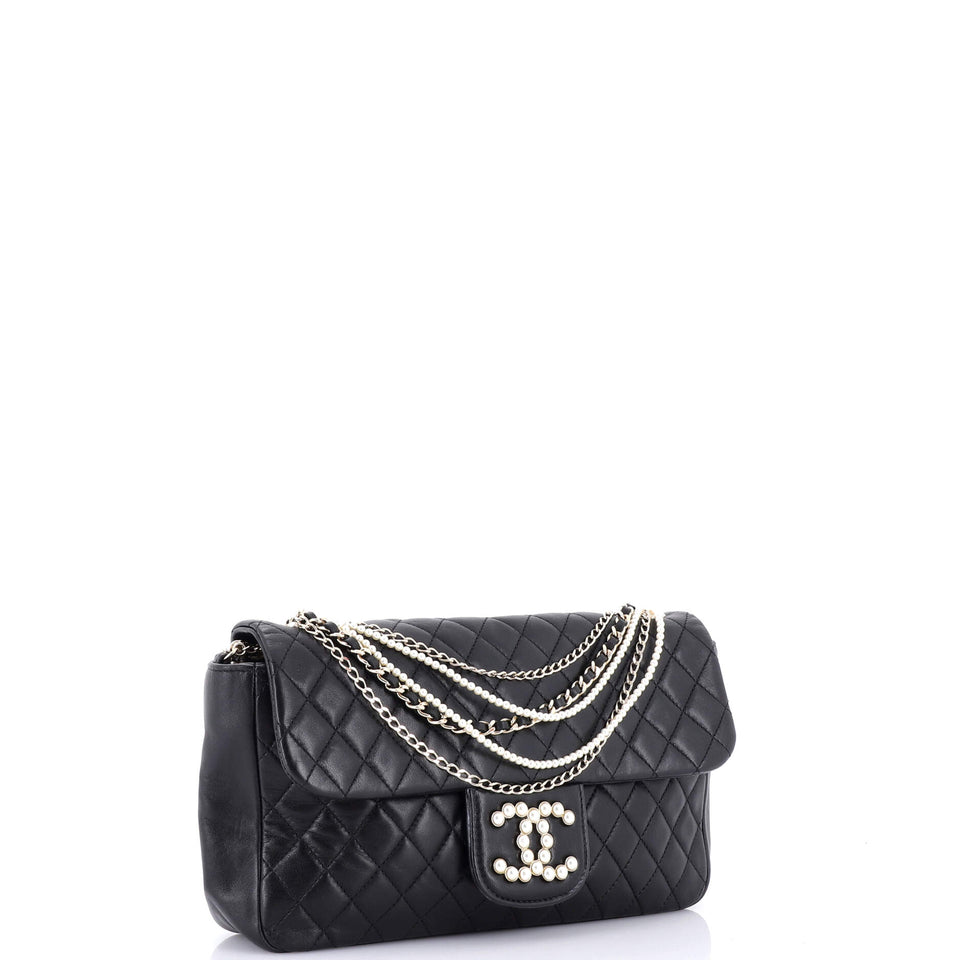 Westminster Pearl Chain Flap Bag Quilted Lambskin Medium