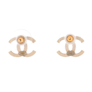 CC Stud Earrings Metal with Crystals