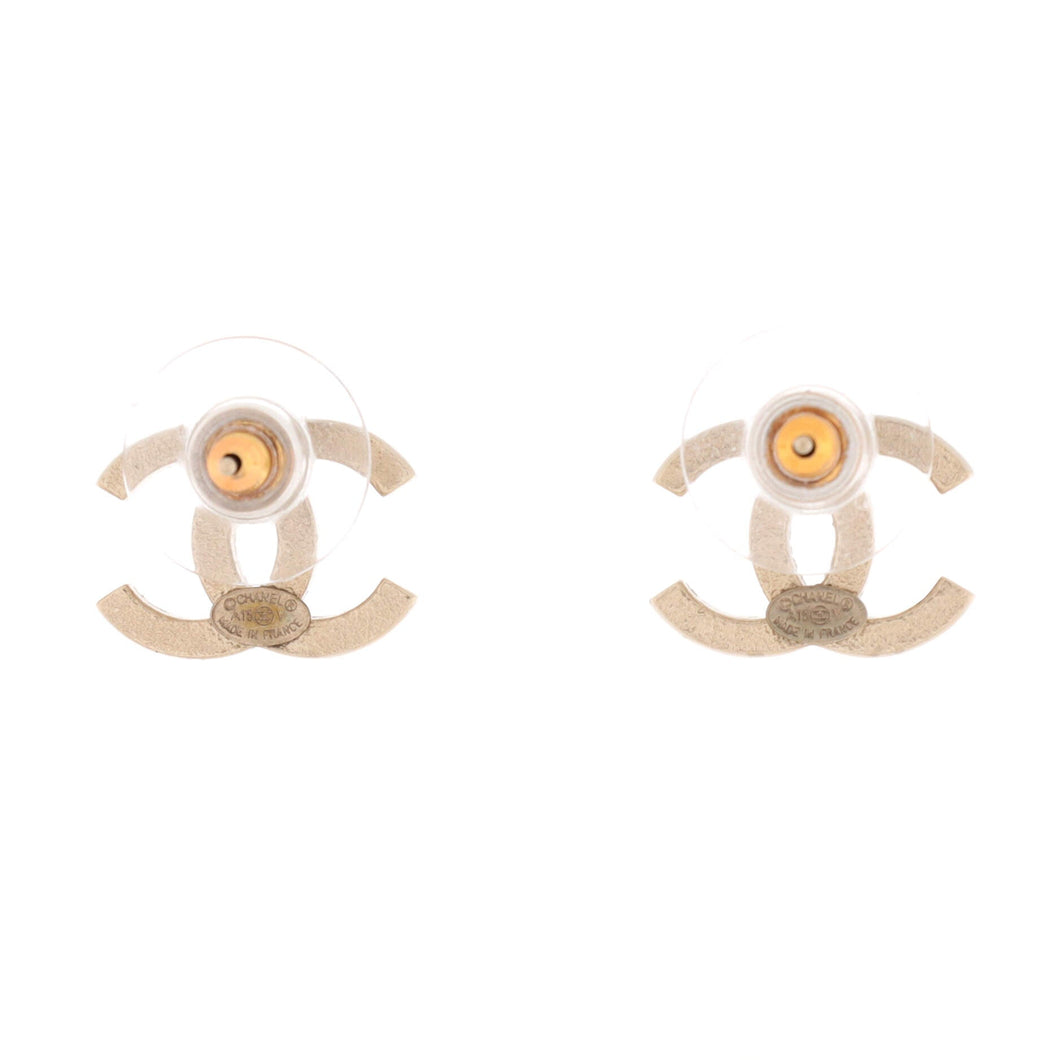 CC Stud Earrings Metal with Crystals
