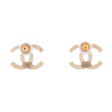 CC Stud Earrings Metal with Crystals