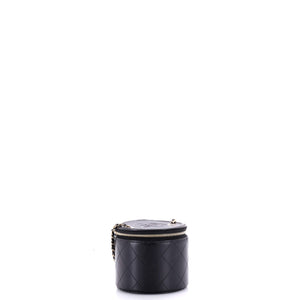 CC Round Vanity Case with Chain Quilted Lambskin Mini