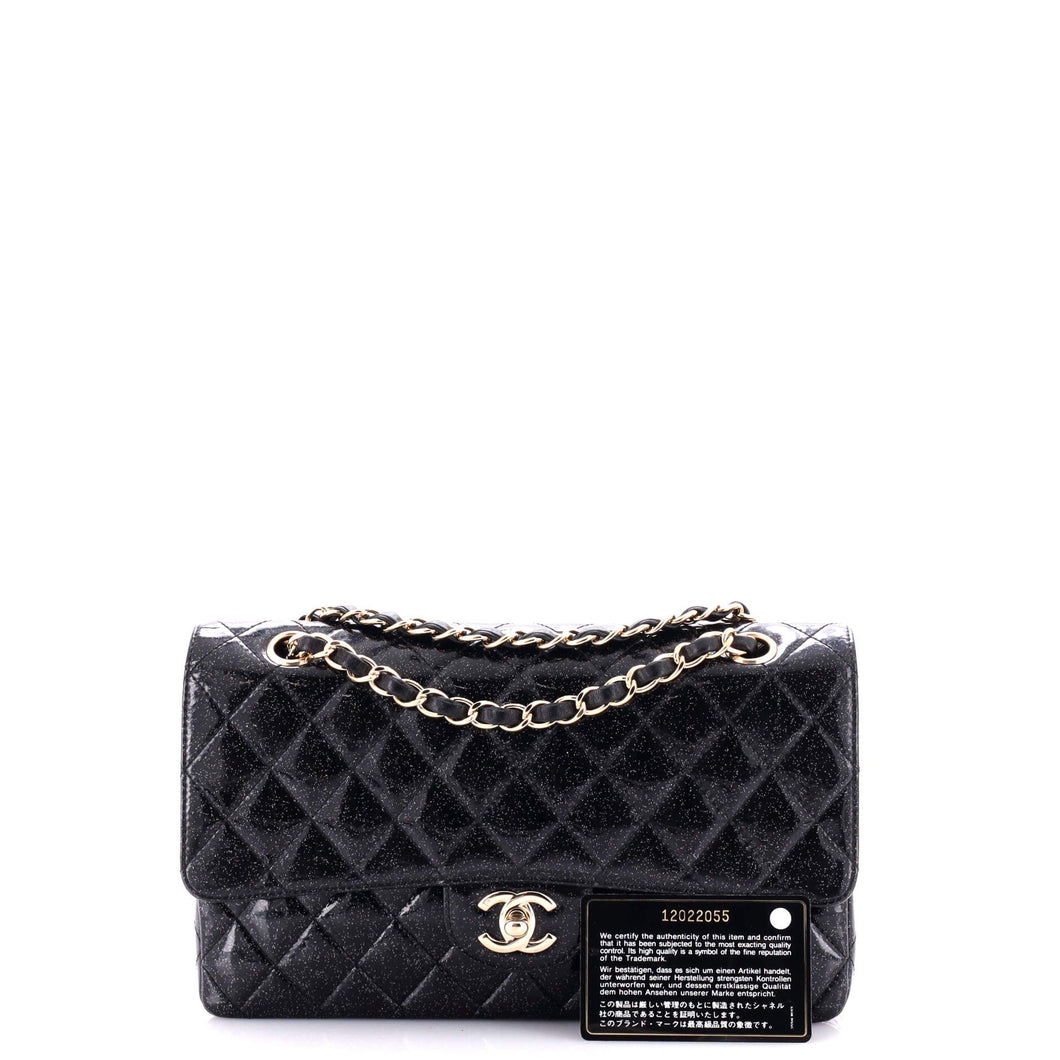 Vintage Classic Double Flap Bag Quilted Glitter Patent Medium