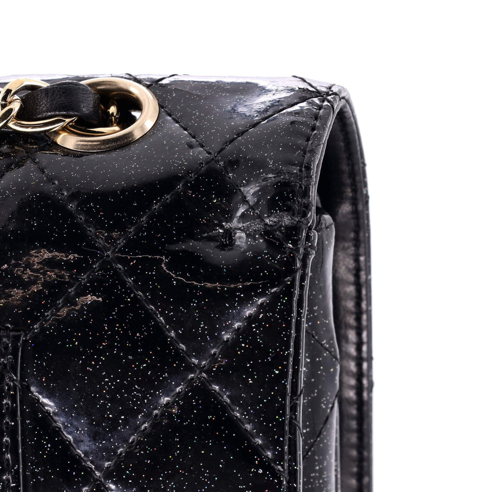 Vintage Classic Double Flap Bag Quilted Glitter Patent Medium