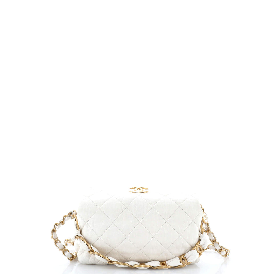 CC Links Hobo Quilted Crumpled Lambskin Small
