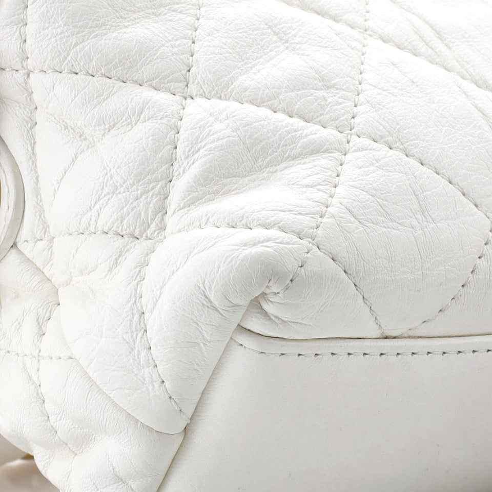 CC Links Hobo Quilted Crumpled Lambskin Small