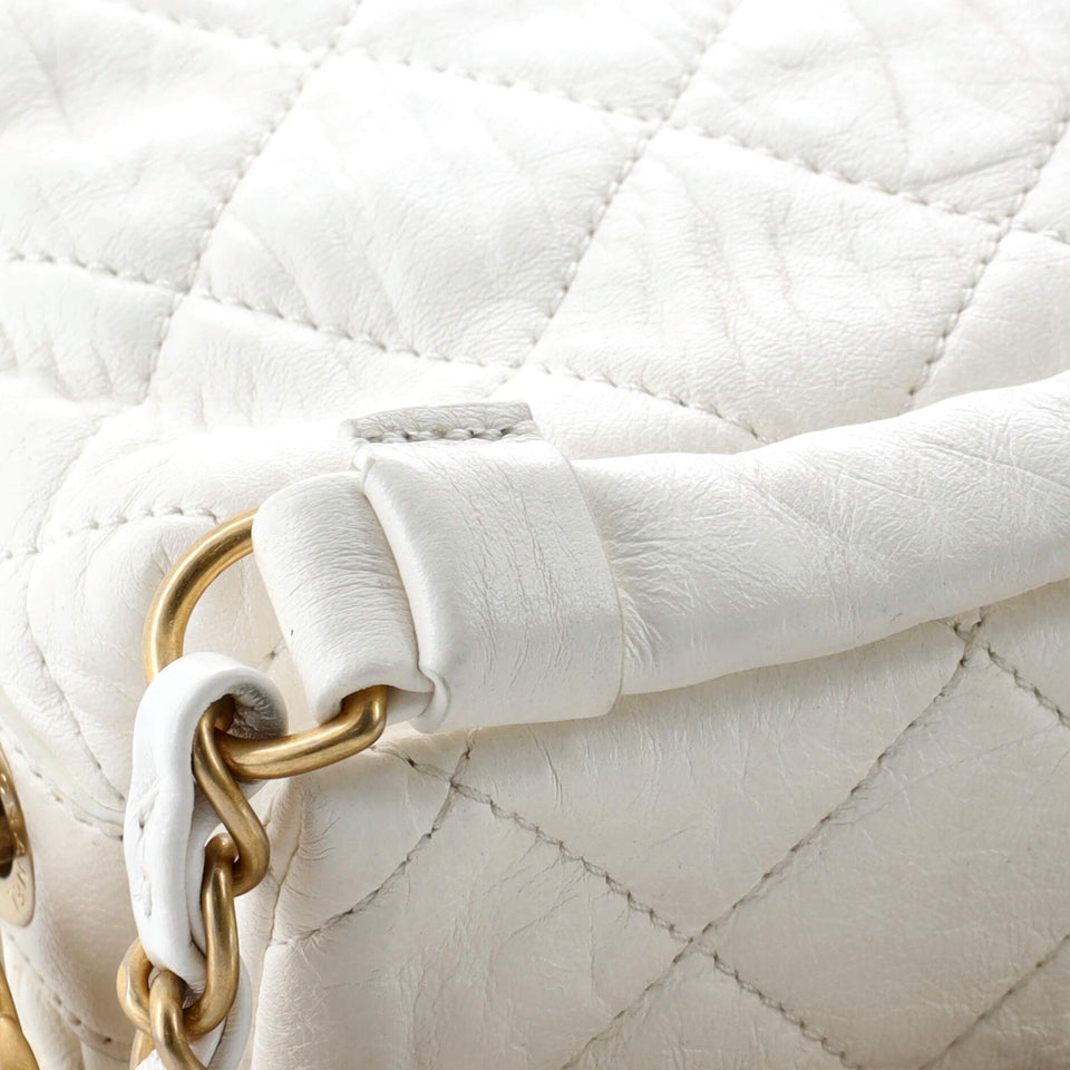 CC Links Hobo Quilted Crumpled Lambskin Small