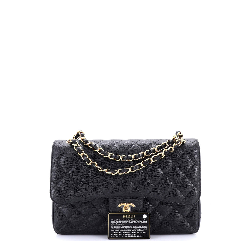 Classic Double Flap Bag Quilted Caviar Jumbo