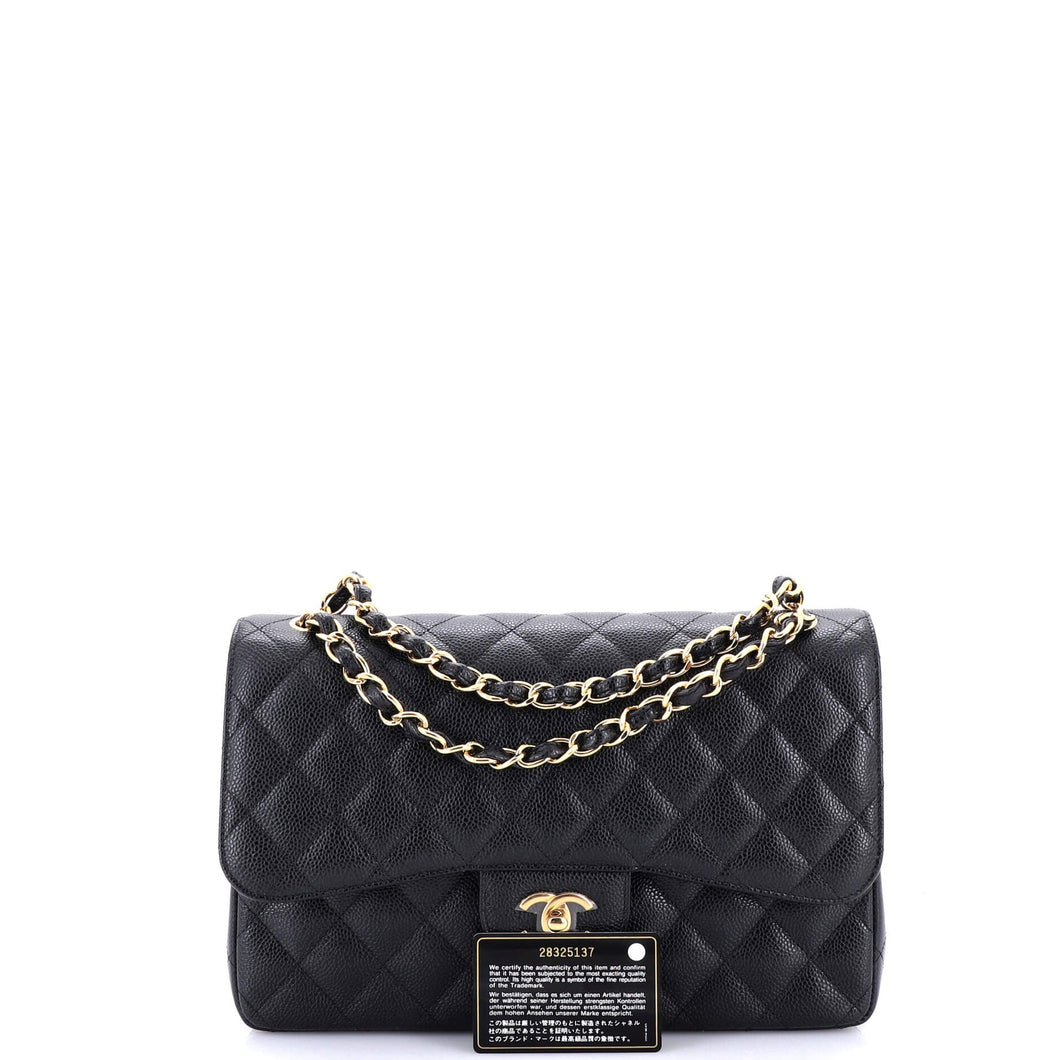 Classic Double Flap Bag Quilted Caviar Jumbo