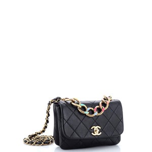 Color Match Multicolor Flap Bag Quilted Lambskin Small