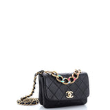 Color Match Multicolor Flap Bag Quilted Lambskin Small