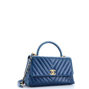 Coco Top Handle Bag Chevron Calfskin Small