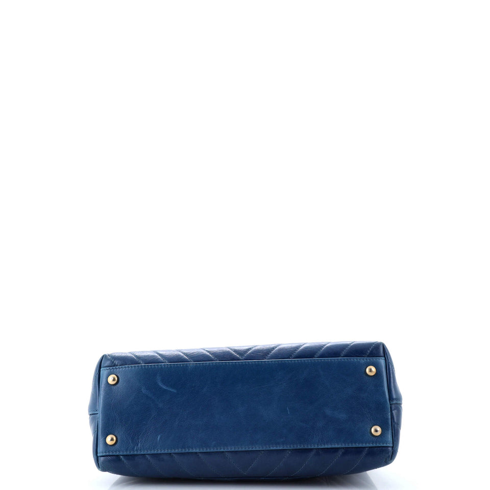 Coco Top Handle Bag Chevron Calfskin Small