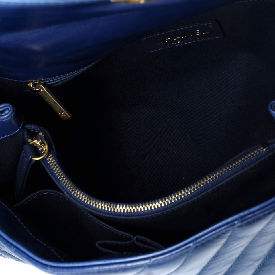Coco Top Handle Bag Chevron Calfskin Small