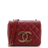 Crystal CC Full Flap Bag Quilted Lambskin Mini