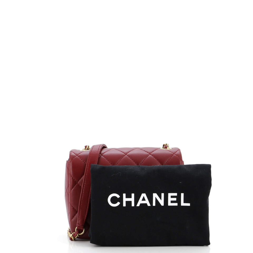 Crystal CC Full Flap Bag Quilted Lambskin Mini