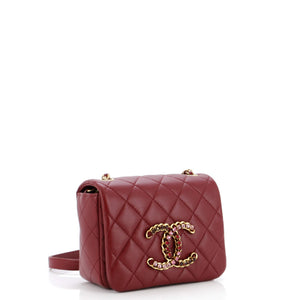 Crystal CC Full Flap Bag Quilted Lambskin Mini