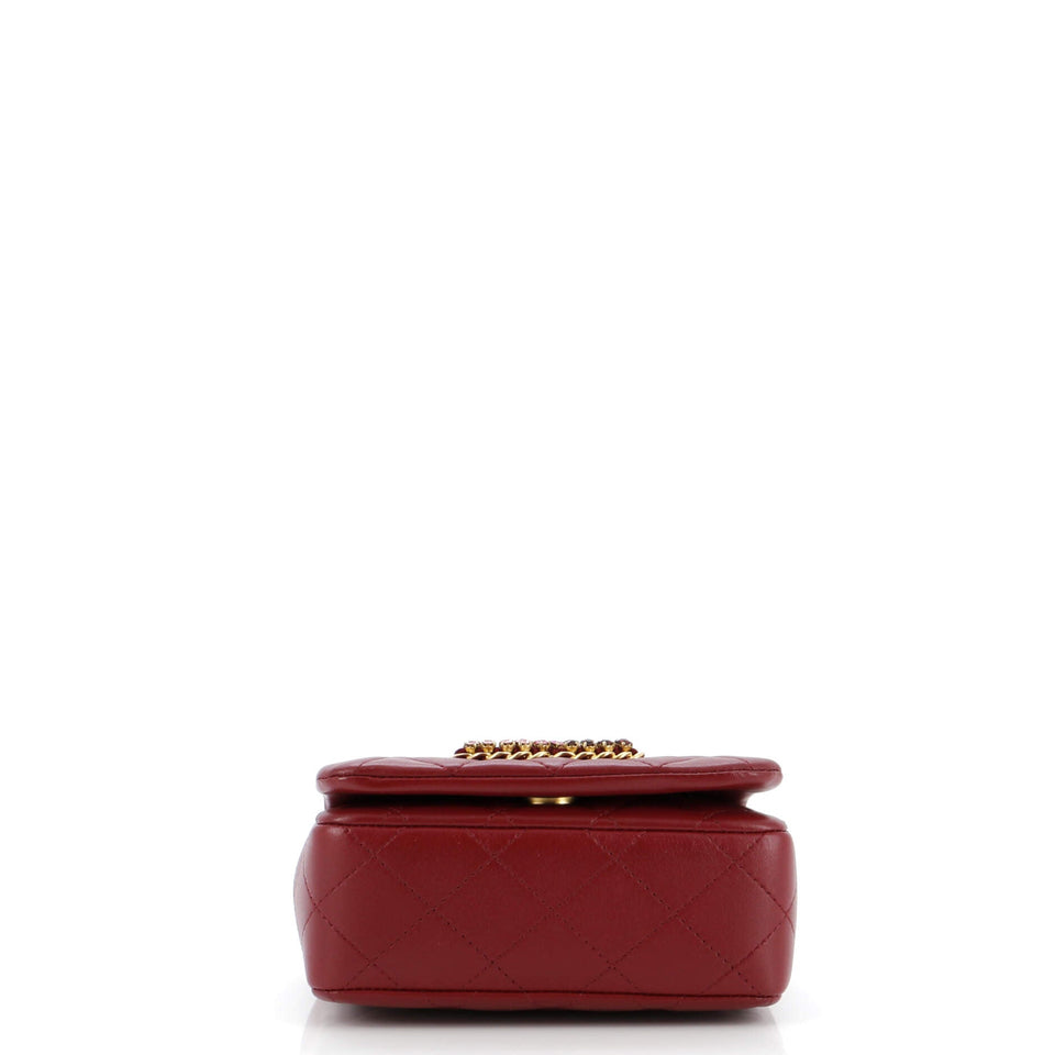 Crystal CC Full Flap Bag Quilted Lambskin Mini
