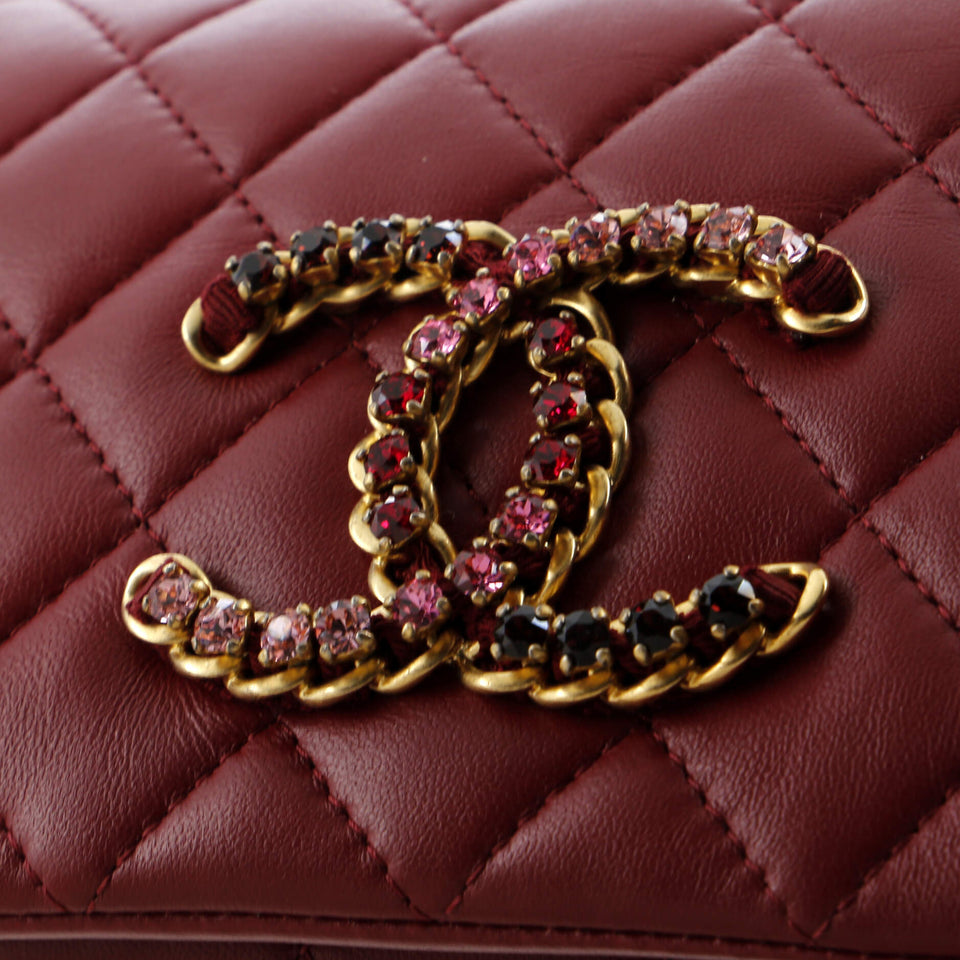 Crystal CC Full Flap Bag Quilted Lambskin Mini