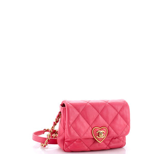 Coco Love CC Heart Flap Bag Quilted Lambskin Mini