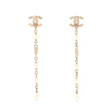 CC Drop Dangling Earrings Metal with Crystal and Faux Pearls