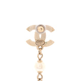 CC Drop Dangling Earrings Metal with Crystal and Faux Pearls