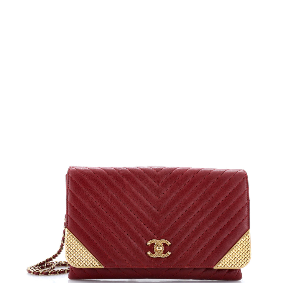 Rock The Corner Flap Clutch on Chain Chevron Calfskin