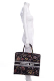 Dior Black Floral Embroidered Book Tote Handbag