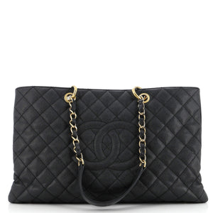 Grand Shopping Tote Quilted Caviar XL