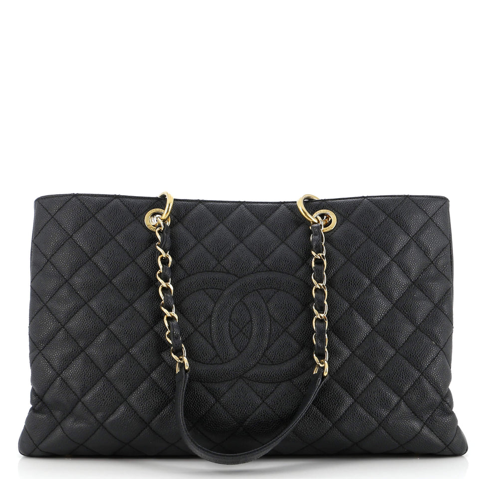 Grand Shopping Tote Quilted Caviar XL