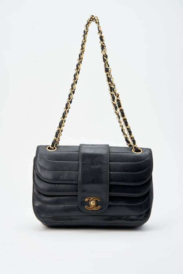 Chanel Vintage Black Single Flap with 24k gold plated hardware
