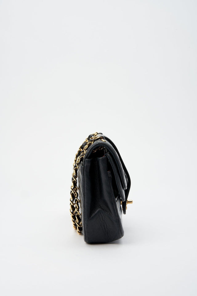 Chanel Vintage Black Single Flap with 24k gold plated hardware