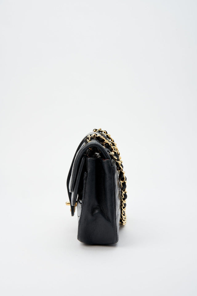 Chanel Vintage Black Single Flap with 24k gold plated hardware