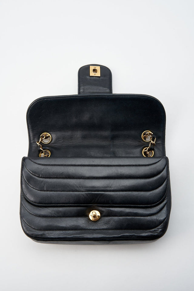 Chanel Vintage Black Single Flap with 24k gold plated hardware