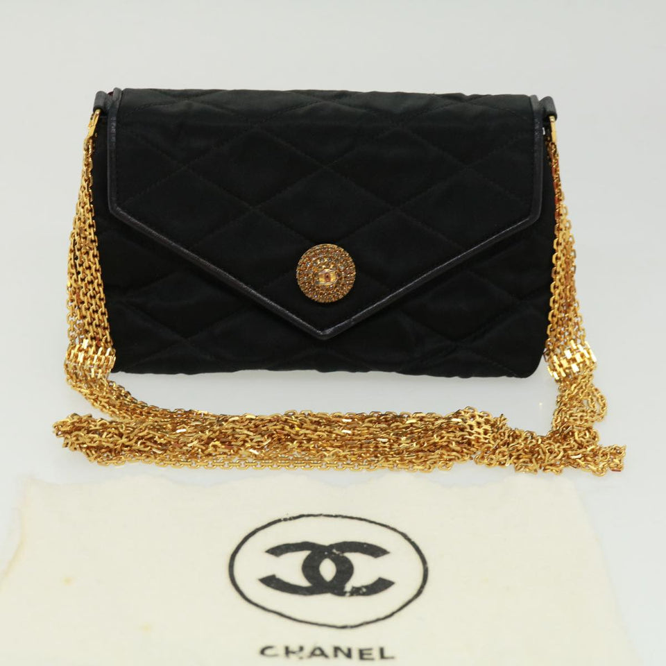 CHANEL Matelasse Chain stone Shoulder Bag Black CC  32695A