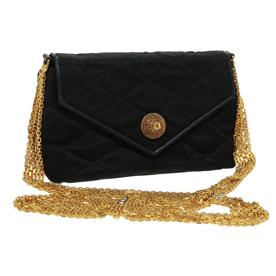 CHANEL Matelasse Chain stone Shoulder Bag Black CC  32695A