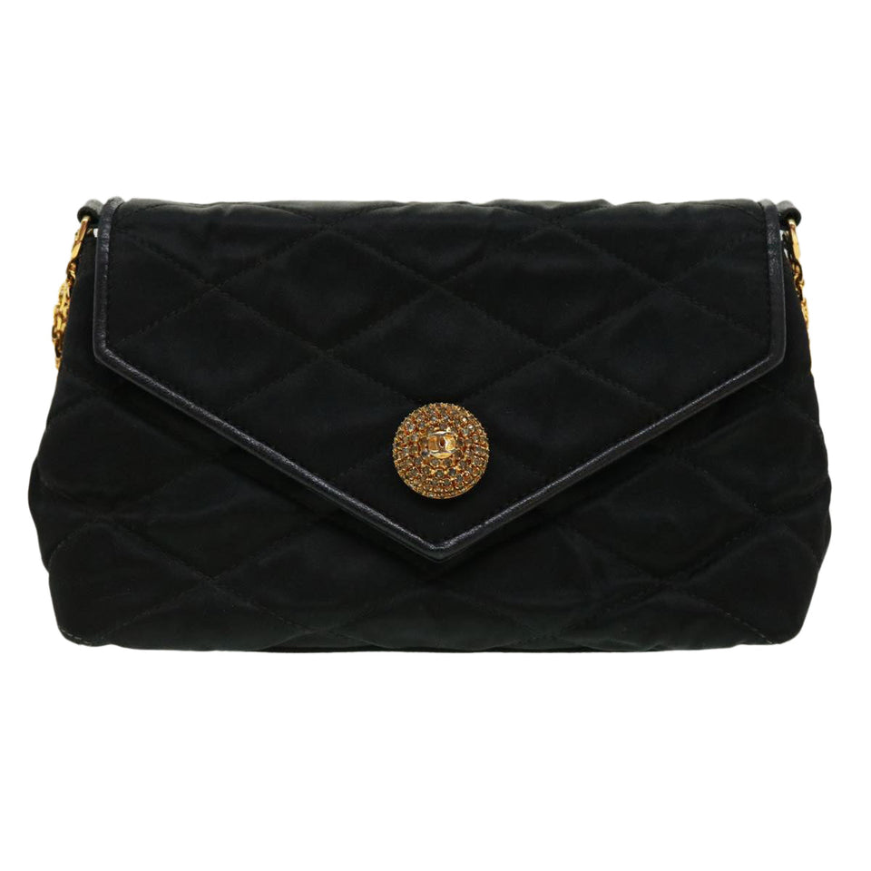 CHANEL Matelasse Chain stone Shoulder Bag Black CC  32695A