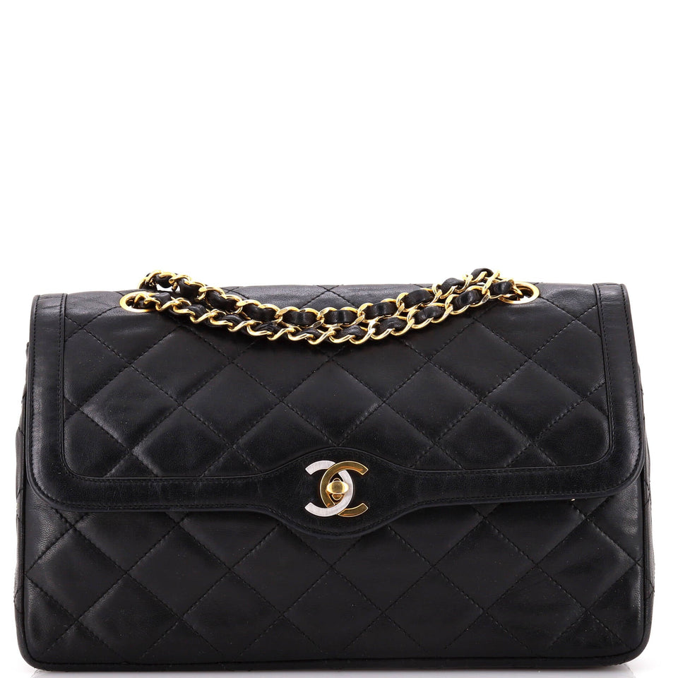Vintage Two Tone CC Flap Bag Quilted Lambskin Medium