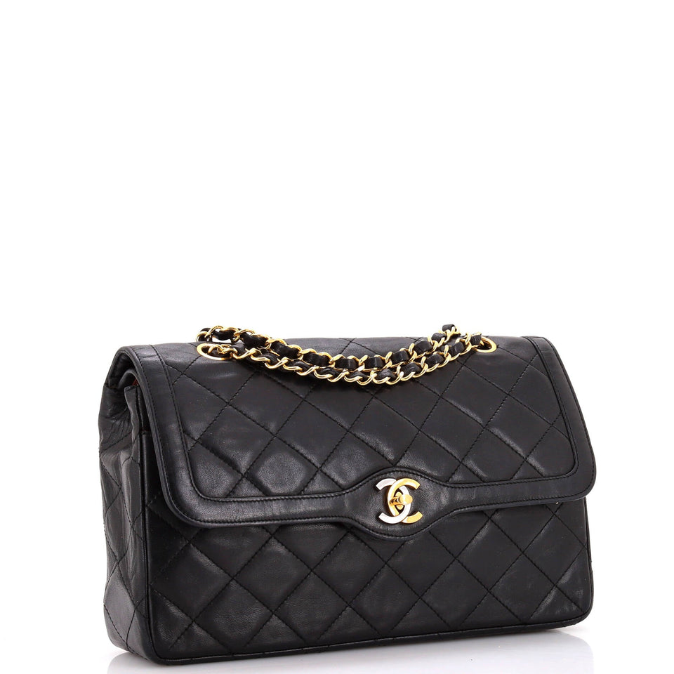 Vintage Two Tone CC Flap Bag Quilted Lambskin Medium