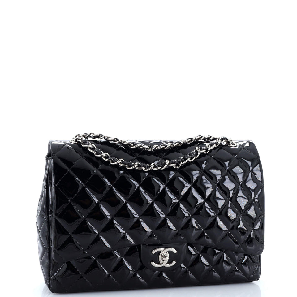 Classic Double Flap Bag Quilted Patent Maxi